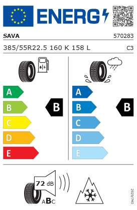 Sava Cargo5 385/55R22.5 160K 158L M+S 3Pmsf pótkocsi gumiabroncs