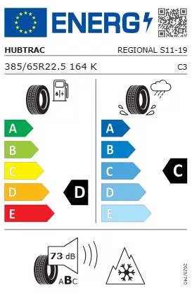Hubtrac Regional S11 385/65R22.5 164K M+S 3Pmsf kormányzott tehergumi